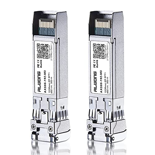 10GBase-SR Multimode SFP+ to LC Fiber Module Transceiver for Cisco SFP-10G-SR, Ubiquiti UF-MM-10G, Meraki, Mikrotik, Netgear, D-Link, Edgecore, Linkysys etc. (850nm MMF, up to 300M) 2-Pack
