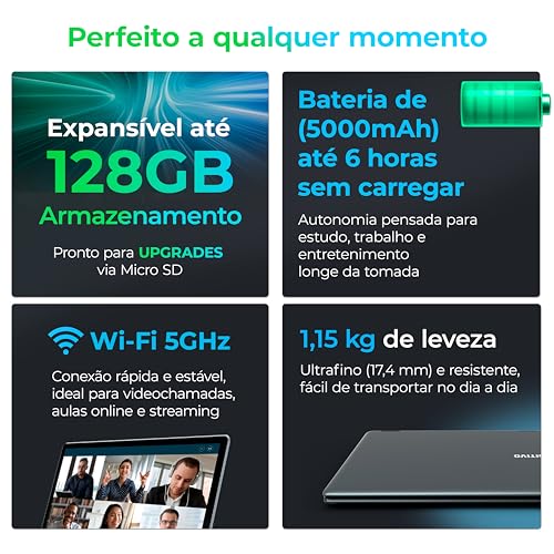 Notebook 2 em 1 Positivo Duo Intel Celeron N4500 8GB RAM 128GB de Armazenamento, Tela 11″ HD IPS touch com caneta capacitiva, Windows 11 Home – Cinza – C4128E