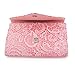 Lace Paisley Floral Fabric Satin Envelope Flap Clutch Evening Bag, Coral Pink One Size