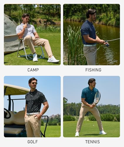 Image of ZITY Mens Golf Polo Shirts Short Sleeve UPF 50+ Performance Moisture Wicking Print Pattern Casual Collared Golf Shirt for Men