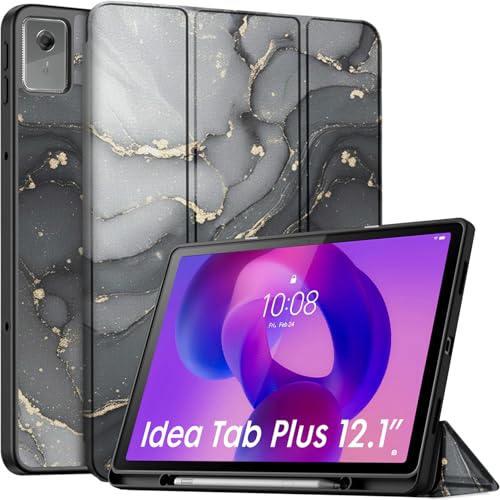 Image of Robustrion Cover for Lenovo Idea Tab Plus 12.1 inch Cover Case with [Pencil Holder], Trifold Cover Case for Lenovo Idea Tab Plus Tablet Cover [Auto Sleep Wake Support] - Ocean Black