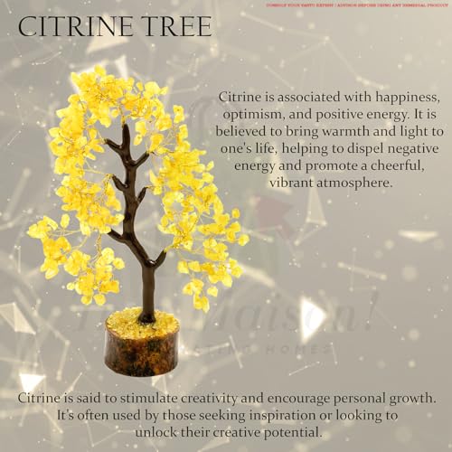 Image of Citrine Crystal Tree with 600 Beads for Wealth & Success | 10 Inches Height | Tree for Prosperity, Good Luck & Positive Energy | Healing Citrine Bonsai for Home