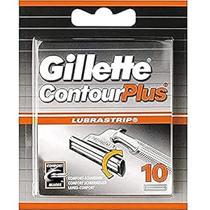 Gillette ContourPlus Rasierklingen für Rasierer Herren, 10 Ersatzklingen für Nassrasierer mit schwenkbarer Doppelklinge