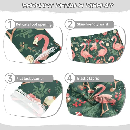 KLL Christmas Pattern with Pink Flamingo Olive Little Girls Leggings Soft High Waisted Yoga Pants Running3