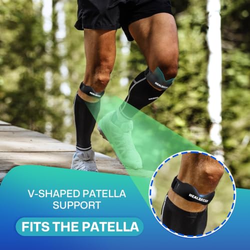 Image of Healrecux Patella Band, Knee Strap Patella Tendon Support for Knee Pain & Tendonitis, Patella Stabilizer Knee Brace for Running, Basketball, Jumpers Knee, Tennis, Volleyball & Squats - Inky 1 Pack