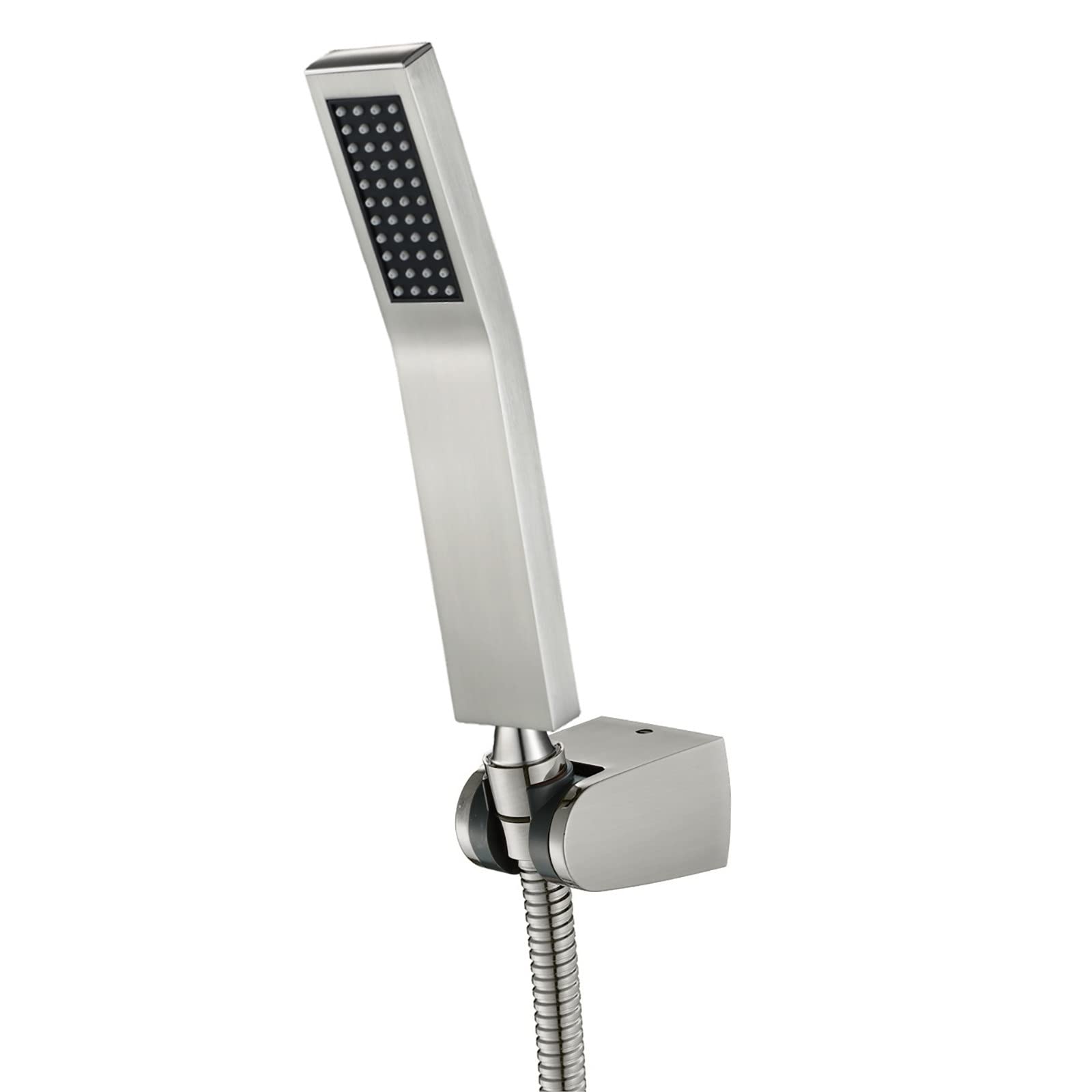 SWHC Soffione Doccia Alta Pressione, Ottone Doccino per Doccia Anticalcare con 1.5m Tubo, ABS Staffa, Universale Spazzolato Risparmio Idrico Doccia Soffione A Parete Facile da Installare