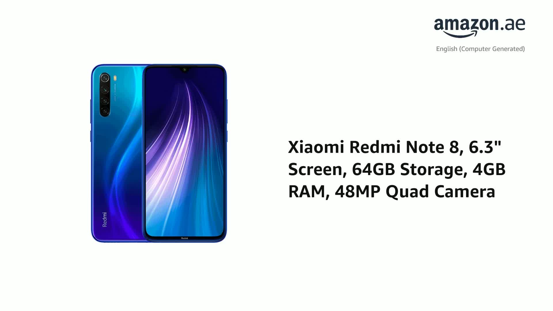 Xiaomi Redmi Note 8 Smartphone, 6.3