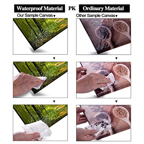 Lasdel Green Morning Sunlight Forest Scenery Canvas Wall Art For Bedroom Home,Beautiful Silent Summer Woods Picture Print Artwork Painting Decor,Mordern Realism Rustic Wilderness Landscape,Inner Frame 20X40 thumb #4