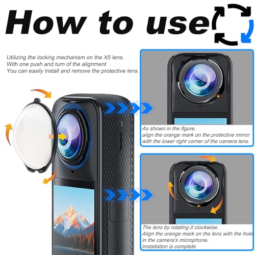 Cubierta protectora de lente para Insta360 X5 accesorio PC óptico transparente 4