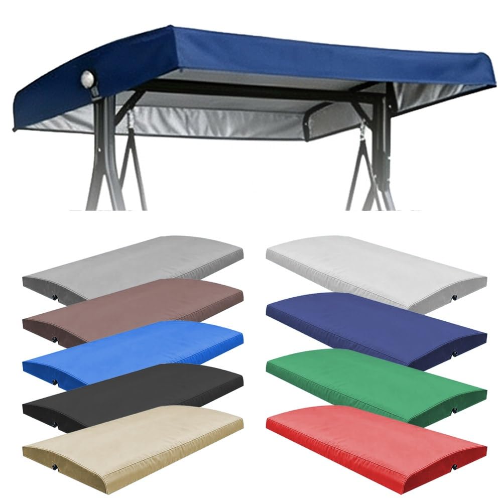 SMCMGECEUZ Porch Swing Canopy Replacement Top Waterproof Swing Top Cover, Universal Swing Chair Canopy Replacement Windproof Hammock Top Cover 210D Oxford(Dark Blue)