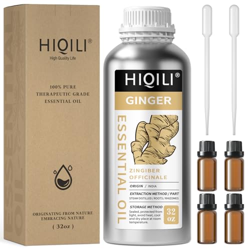 Image of HIQILI 32 Fl Oz Ginger Oil, 100% Pure Natural Ginger Essential Oil for Hair, Massage, Skin - 1000ML