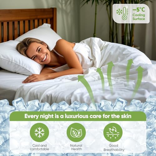 TWK Luxury Sheet Set, Genuine 100% Organic Viscose Derived from Bamboo, Cooling & Breathable, Silky Soft, Bedding Sheets & Pillowcases (White, King(78 * 80 * 15))