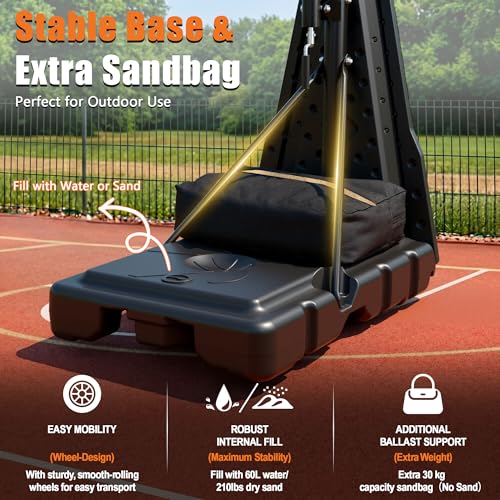 Image of Cofiyard Basketball Hoop Outdoor with 44&48&54 Inch Shatterproof Backboard,10FT Height Portable Basketball Hoop with Sandbag, Adjustable Basketball Goal with Wheels