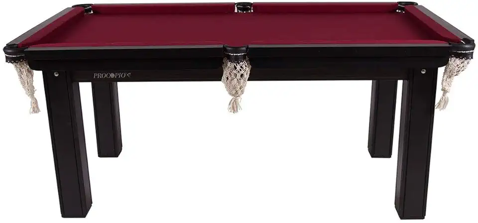 Mesa Sinuca 1,87 x 1,08 Tecido VINHO Procopio Tampo MDF com acessorios