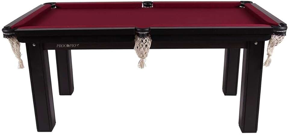 Mesa Sinuca 1,87 x 1,08 Tecido VINHO Procopio Tampo MDF com acessorios