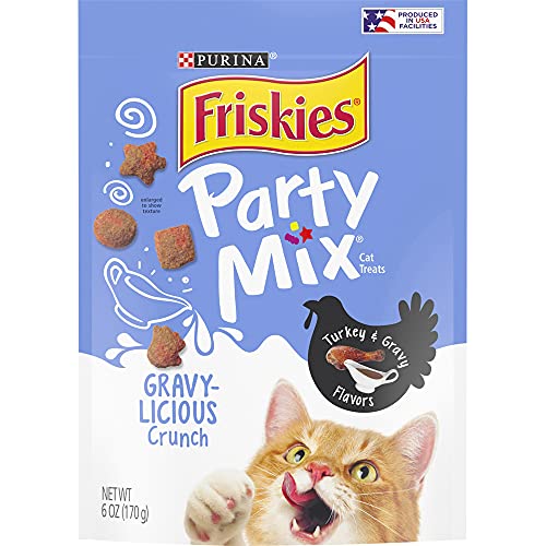 Friskies Party Mix Crunch Gravy-Licious Turkey & Gravy Treats (Pack of 6)