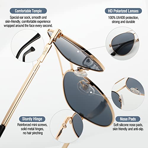 Image of DUCO Aviator Sunglasses Polarized for Men Women 3025K | UV400,Metal Frame, Durable and Sturdy,Comfortable, for Driving Daily, Golf, Fishing