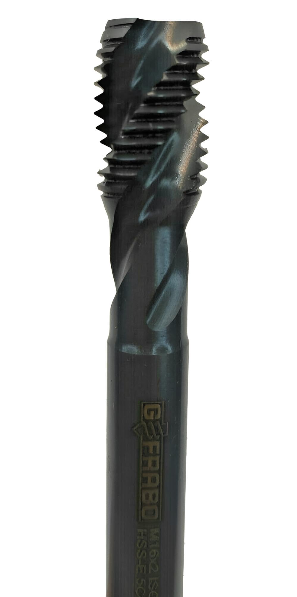Maschio filettato a macchina HSS-E Co5%, rivestimento TiN, ossidato o vuoto a scelta, filettatura a 40°, per fori ciechi, forma C fino a 800 N/mm² (ossidato, M8)