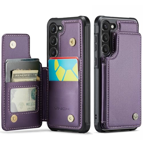 Vinich for Samsung Galaxy S23 Wallet Case with Card Holder RFID Blocking Credit Slots Kickstand Shockproof Phone Cover Fit for Galaxy S23 6.1 Purple
