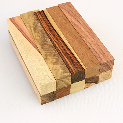 Legacy Woodturning, Variety Exotic Wood Pen Blanks, 3/4" X 3/4" X 5", Pack Of 10, Includes Highly Figured Cocobolo, Tigerwood Ebony, Monkeypod, Mango, Teak, Granadillo #TOP4