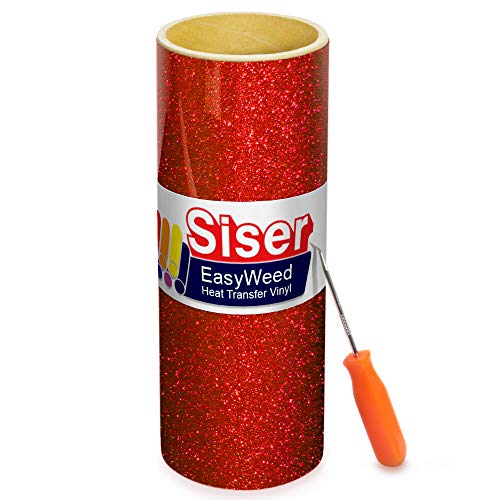 Vinyle à paillettes pour transfert thermique Siser - Rouge - 0,9 m x 25,4 cm avec échenilleur