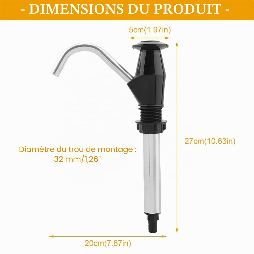 Robinet de pompe à main pour évier, évier, évier, pompe à main double action pour camping, remorque, camping-car, véhicules de travail (noir)