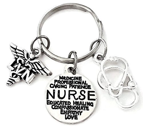 LVN Keychain, Nurse Keychain, LVN Nurse Charm, Nurse Caduceus Charm Keychain, Gift for Nurse, Nurse Graduation Keychain, Stethoscope Charm, Nurse Caduceus Medical Symbol, Nurse Key Ring, LVN Key Ring