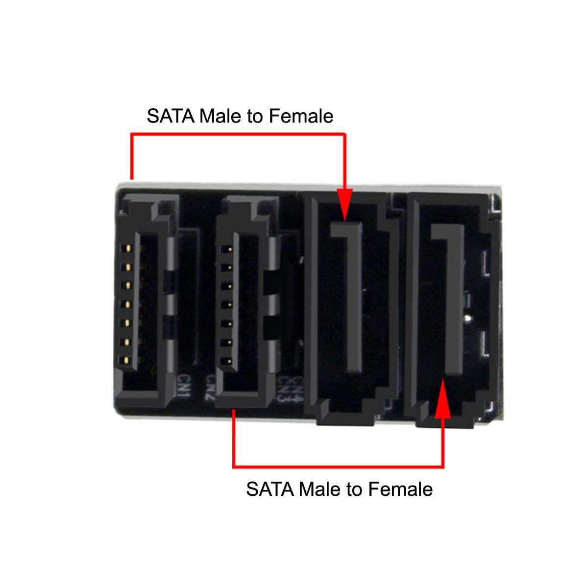 Xiwai Adattatore SATA 7 Pin Femmina A Maschio – Angolare 360°, Doppia Porta, Basso Profilo Per PC Desktop - 4