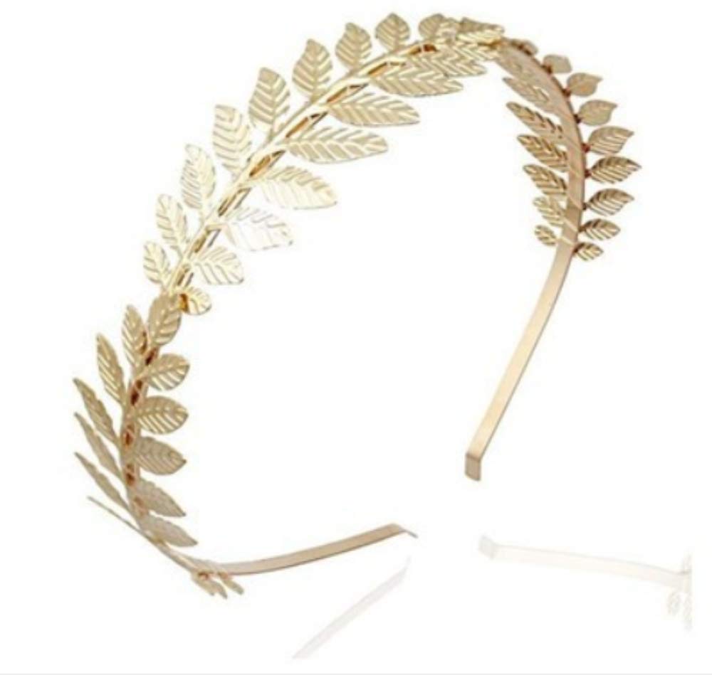 Pingyongchang Greek Goddess Retro Hairpin Leaf Metal Temperament Headband Top Clip Headdress Hair Accessories for Women and Girls-Gold