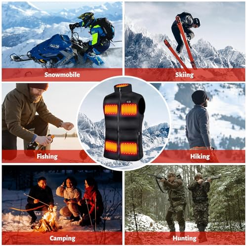 GYIPFIPA Rechargeable Heated Vest for Men with 11-17 Heating Zones and 16000mAh Battery