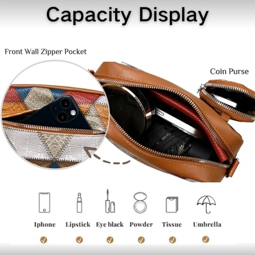 Small Crossbody Bag Handbag for Women with Coin Purse Color-block Style Shoulder Bag3