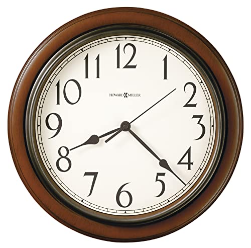 Howard Miller Kalvin Wall Clock 625-418 – Medium Brown Cherry Finished Case, Charcoal Gray Accents, Modern Home Decor, Classic Round Design, Quartz Movement #TOP2