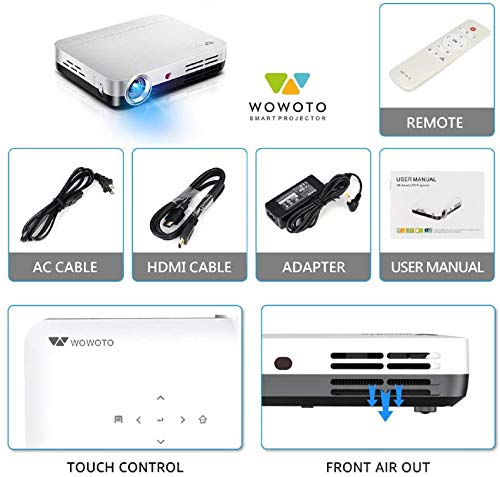 WOWOTO H9 Projector 4000 Lumens Mini Projector LED DLP 1280x800 Real Home Theater Video Projector Wireless Screen Share Support 1080P 3D to 2D HDMI 176'' Android - Thumbnail 5