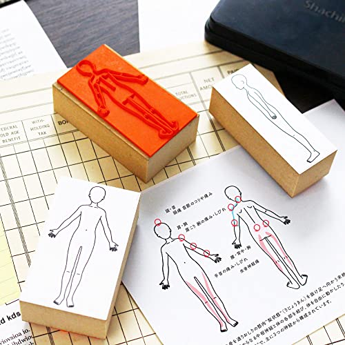 3 Pieces Wood Rubber Stamps Human Body Clinical Records Health Journal Record Set For Diy Crafting, Scrapbook, Painting, Letters Diary,Made In Japan Tokyo #TOP2