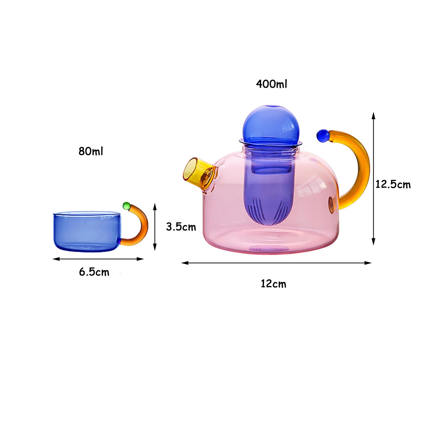 Teekessel, Glas-Teekanne, Teekanne mit Teesieb für losen Tee, transparenter Teekessel, hochtemperaturbeständig, Glas, Tee-Wassertrennung, Filtration, kleine steilende Teekanne,