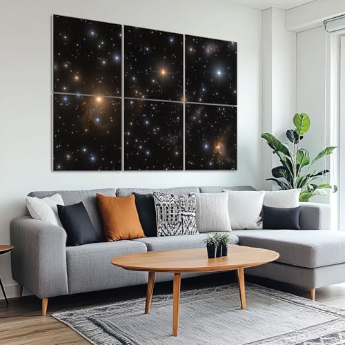 6 Pack Paneles Acústicos Decorativos con Diseño de Galaxias y Constelaciones, Absorbentes de Sonido, Autoadhesivos, 72"x48" miniatura 6