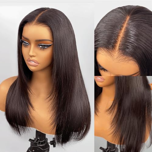 Image of ISEE Straight Glueless Wigs Human Hair 7x5 Layered Wig For Women 24 Inch