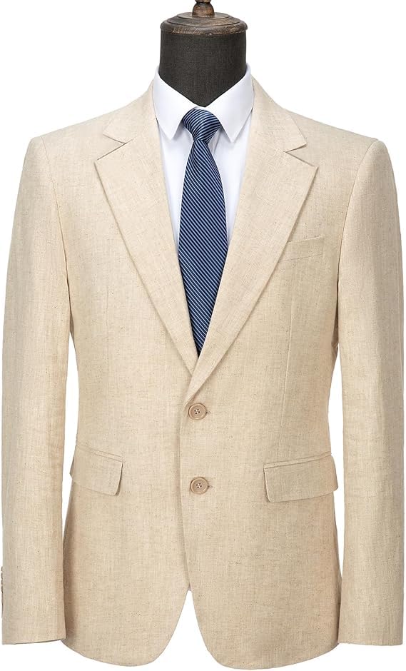 Men's 2 Piece Linen Suit Slim Fit Wedding Retro Mens Formal Suit Linen Lightweight Formal Suits2