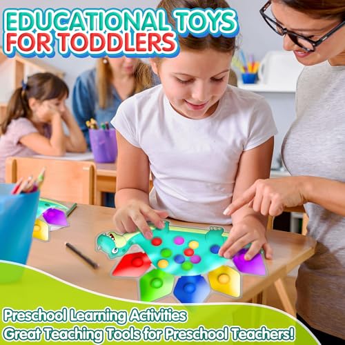 2pc dinosaur color sorting sensory toys montessori toys for toddler fine motor skill game learning activities quiet calm down fidgets for classroom stocking stuffers for 3 4 5 year old boy travel toy