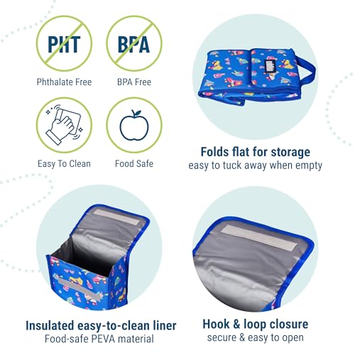 Image of Wildkin Kids Insulated Lunch Bag - Reusable, Ideal for Hot /Cold Snacks, School & Travel - Rad Roller Skates