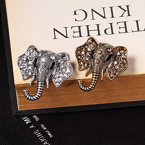 Image of 2pcs Crystal Elephant Animal Brooch Pins Set for Women Corsage Brooches Pin for Unisex Vintage Brooch Pin Jewelry (2 Pcs Gold Silver)