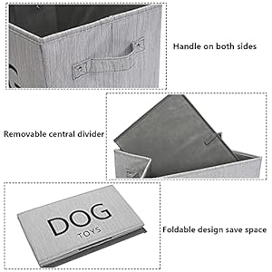   Linen-Cotton-Blend-Dog-Storage-bin-Dog-Toy-Basket-Storage-Bins-for-Dog-Toys-Perfect-for-Organizing-Pet-Toys-Blankets-Leashes-and-Food-Bamboo-Gray