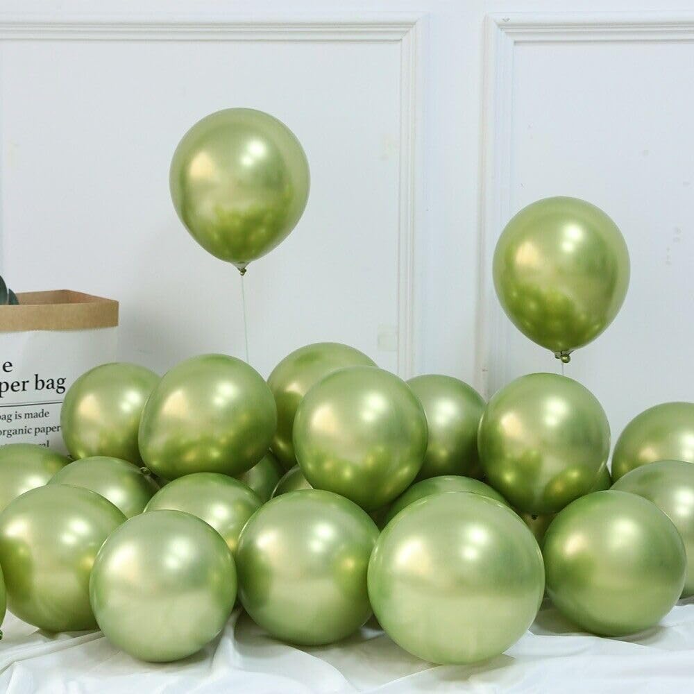 Apple Green Chrome Metallic Balloons For Birthday/Anniversary Party Decoration/Party Supplies/Bachelorette Bride To Be. (Apple Green, Pack Of 25)