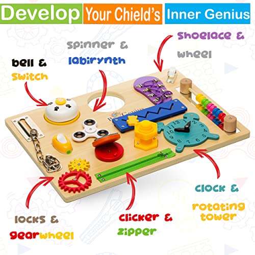 Begenius Busy Board For Toddlers | Montessori Busy Board For 1 2 3 4 5 Up To 8 Years | Wooden Sensory Board Book Ideal Toy For Toddler Development | Baby Busy Board For 1 Year Old #TOP1