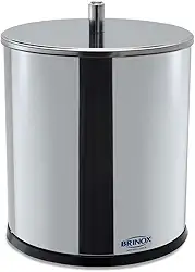 Lixeira Inox com Tampa, 5,4 Litros, Decorline Lixeiras, 18,5 x 23 cm, Aço Inox, Brinox