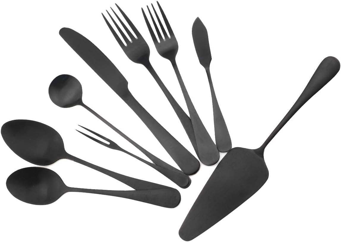 Set di Posate in Acciaio Inossidabile Nero Opaco, Set da 20 Pezzi per 4 Persone, Forchetta, Coltello E Cucchiaio Resistenti alla Ruggine, Set di Posate Moderno Black Silverware Set