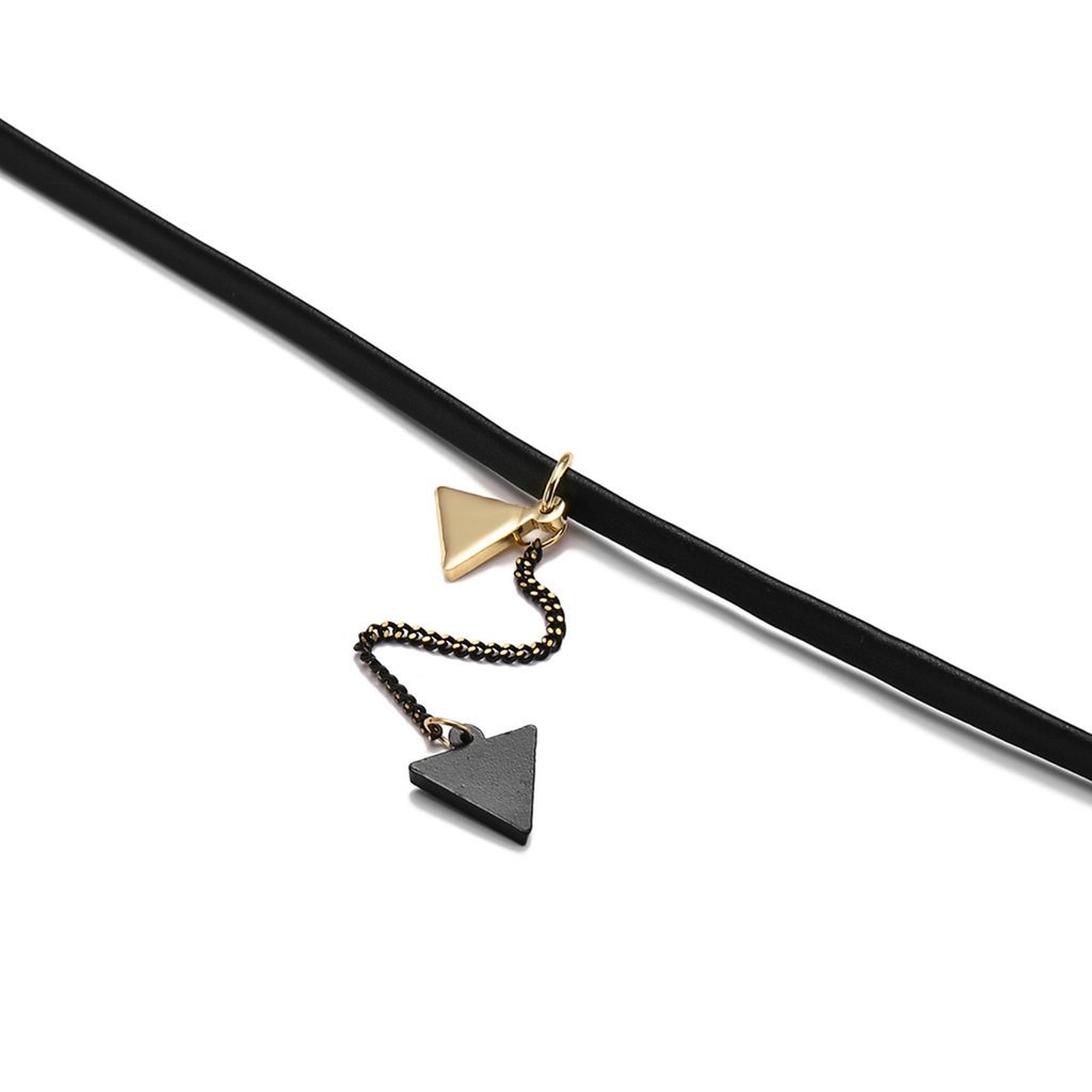 Bishlin choker, naszyjnik, trójkąt, aksamitna koronka, wąski choker