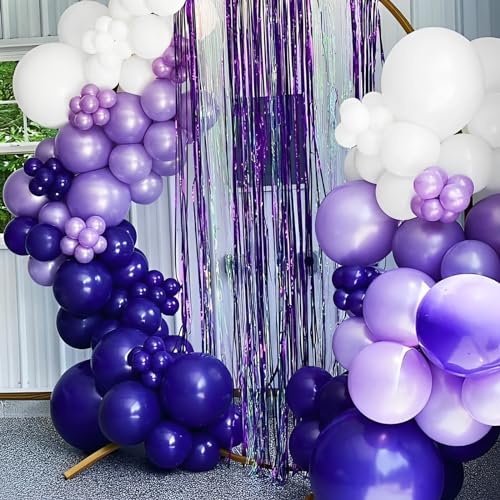 Image of Voircoloria 90pack Purple Balloons Different Size 18 /12 /10 /5 Inch Purple Balloon Garland Arch Kit for Halloween, Graduation, Wedding, Birthday, Baby Shower, Anniversary Party Decorations