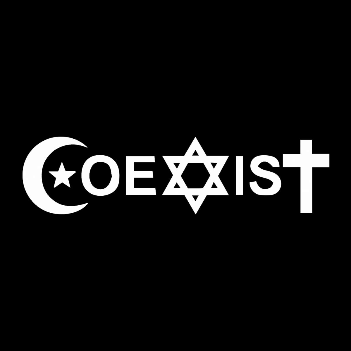 EvolveFISH Coexist Weatherproof Vinyl Decal - [White][5"]