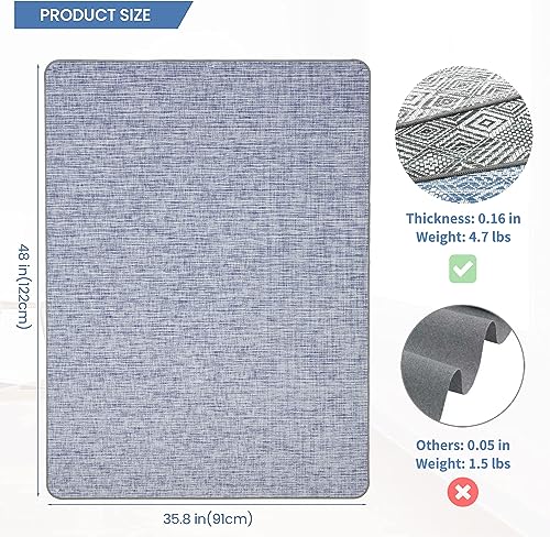 Image of Chair Mat for Hardwood & Tile Floor, 36 inch x 48 inch Heavy Duty Office Chair Mat for Rolling Chairs, Anti Slip, Non-Curve, Floor Protector for Home Office,Nordic Sky Weave